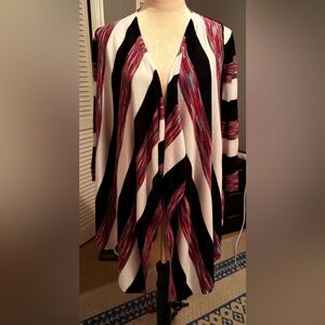 Anthropologie: Stacie Black, Cream & Red Striped Open-Front Cardigan